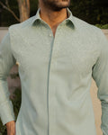 Mint Botanical Embellished Shirt