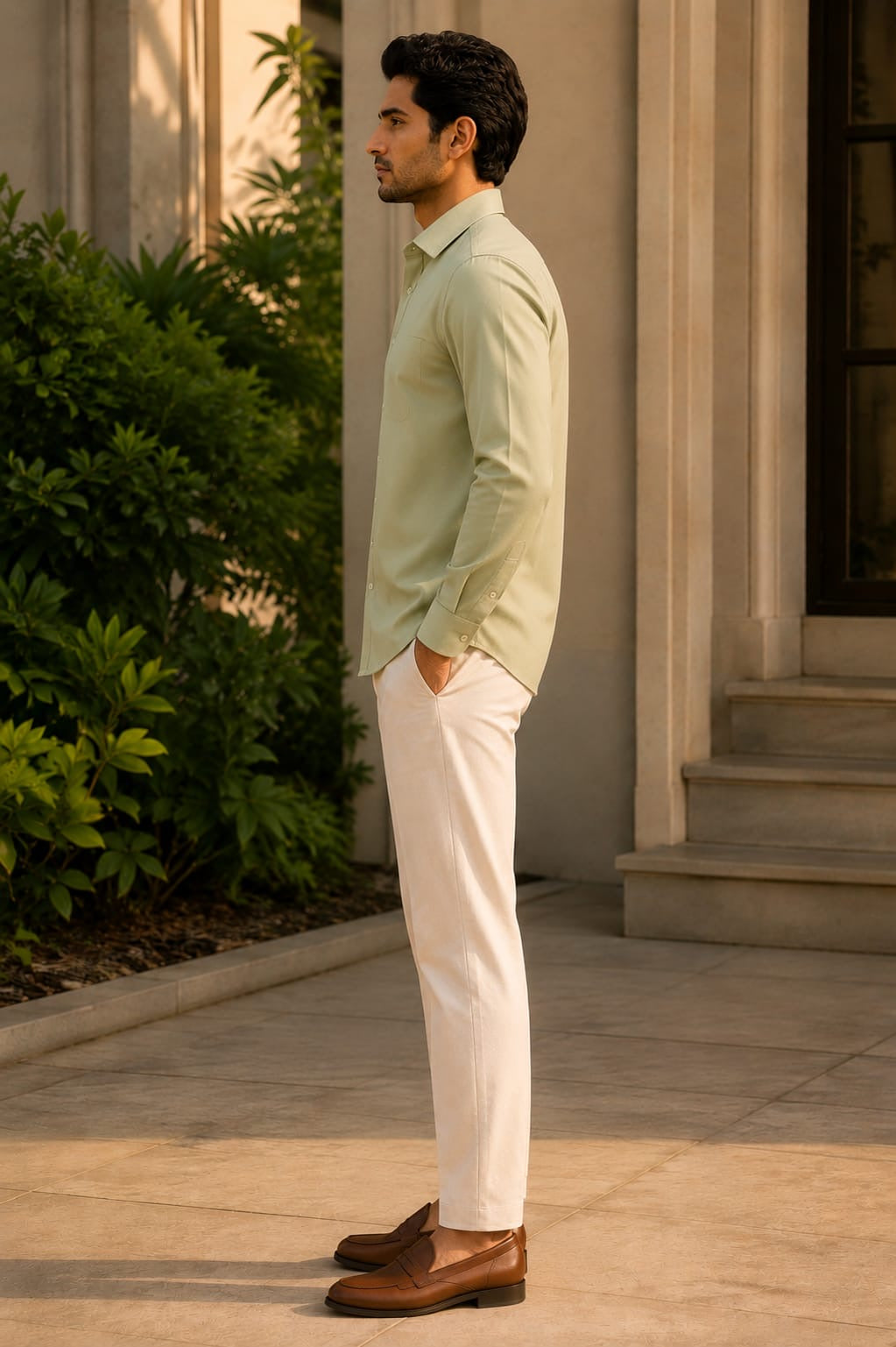 Sage Botanical Embroidered Shirt