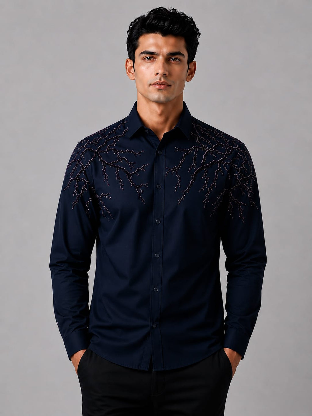 Midnight Branch Embroidered Shirt