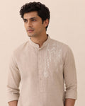 Natural Beige Embroidered Kurta