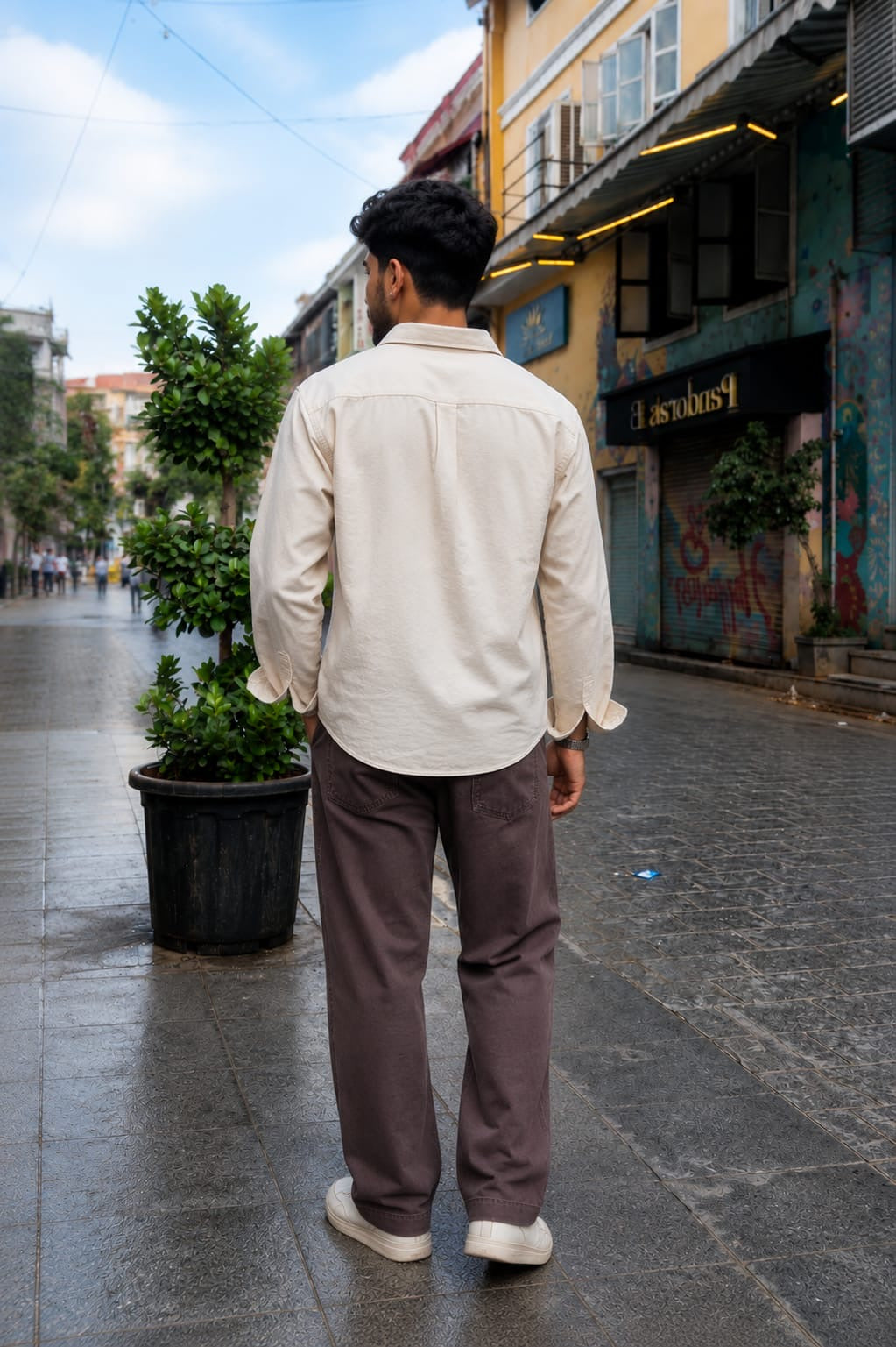 Sand Camel Embroidered Shirt