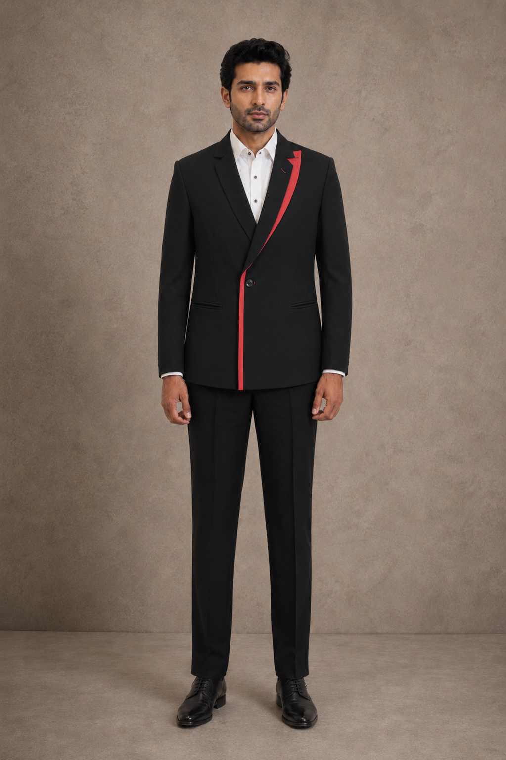 Crimson Edge Tuxedo Blazer