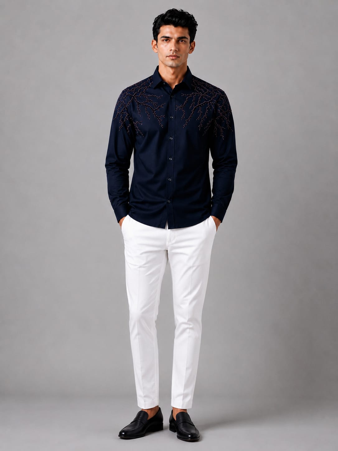Midnight Branch Embroidered Shirt