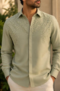 Sage Botanical Embroidered Shirt